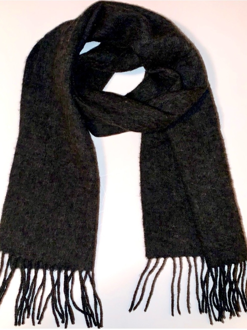 Tommy Hilfiger 100% Lambswool Fringe Scarf Dark Gray One Size